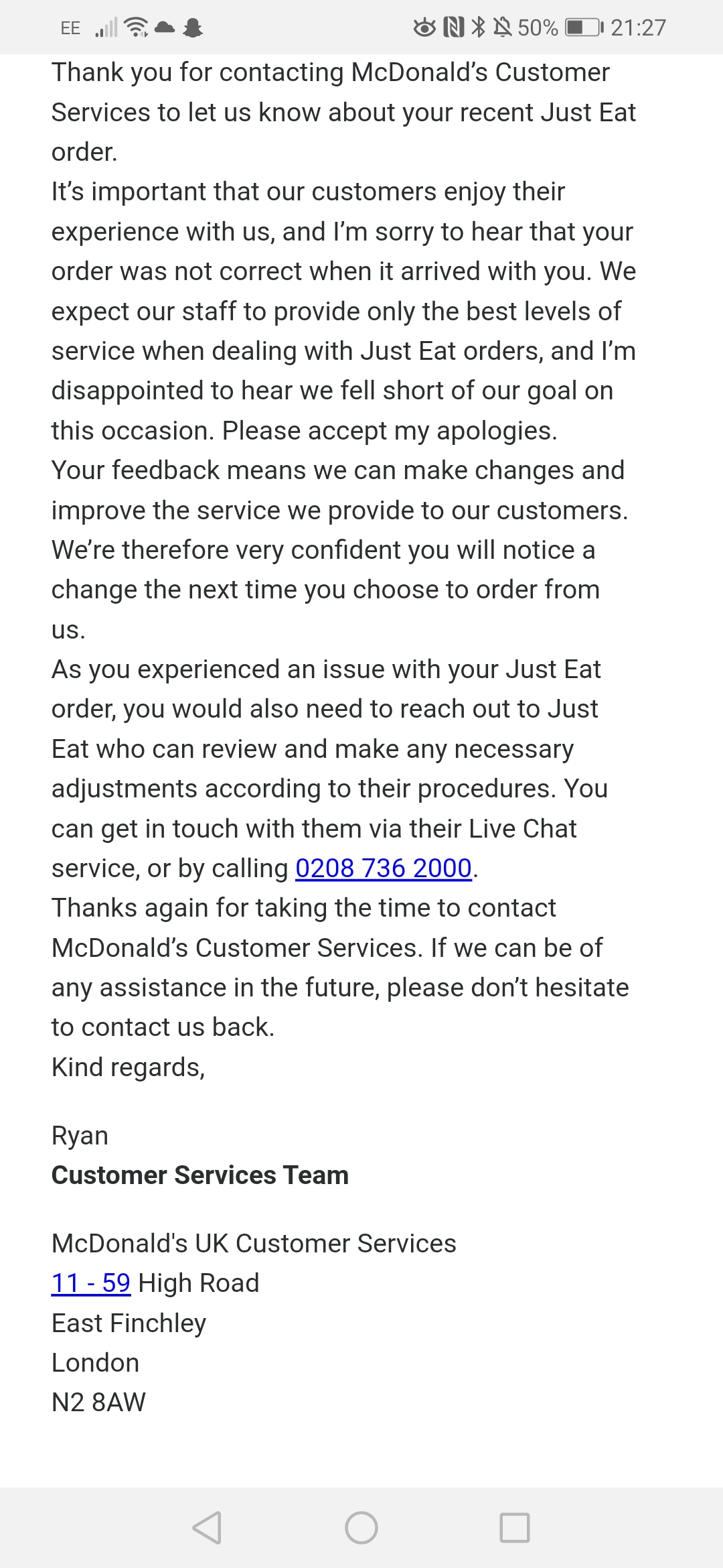 McDonalds complaint 34 Incorrect orders online!